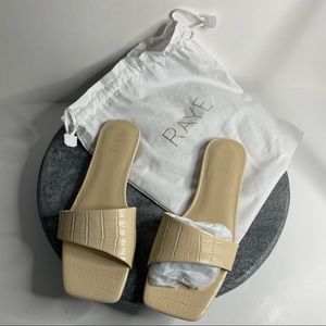 NWT Raye Nude Croc Embossed Slides Square Toe Sandals